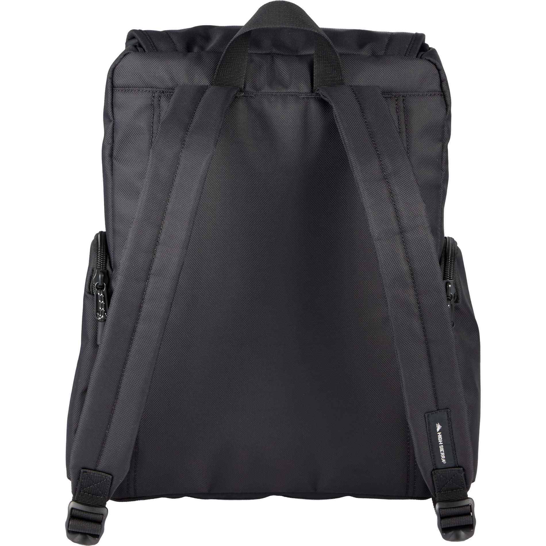 Rear View of Black High Sierra Trekpoint Flap Backpack