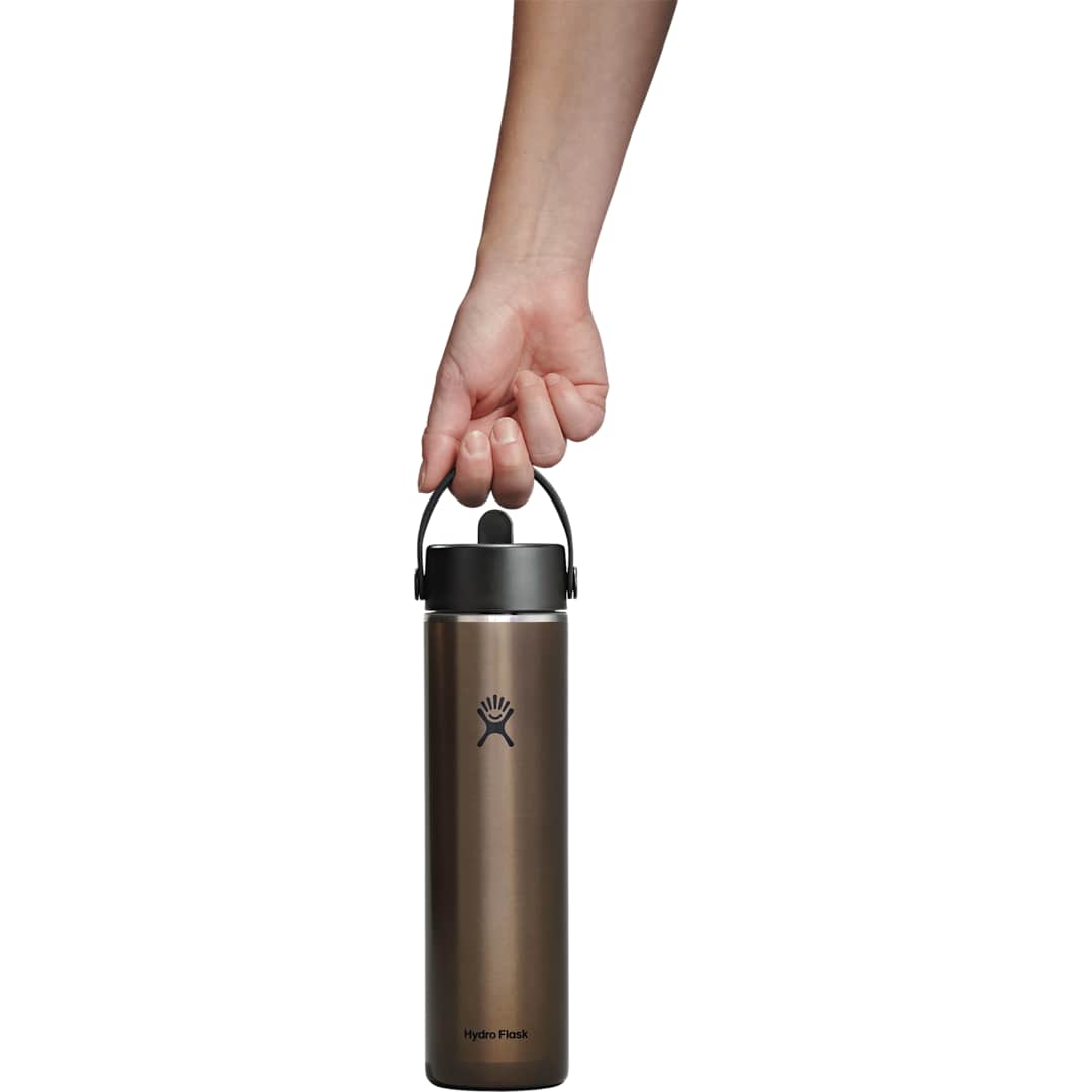 Rear View of Black Hydro Flask® Lightweight Bottle w/ Straw Lid 24oz