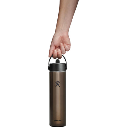 Rear View of Black Hydro Flask® Lightweight Bottle w/ Straw Lid 24oz