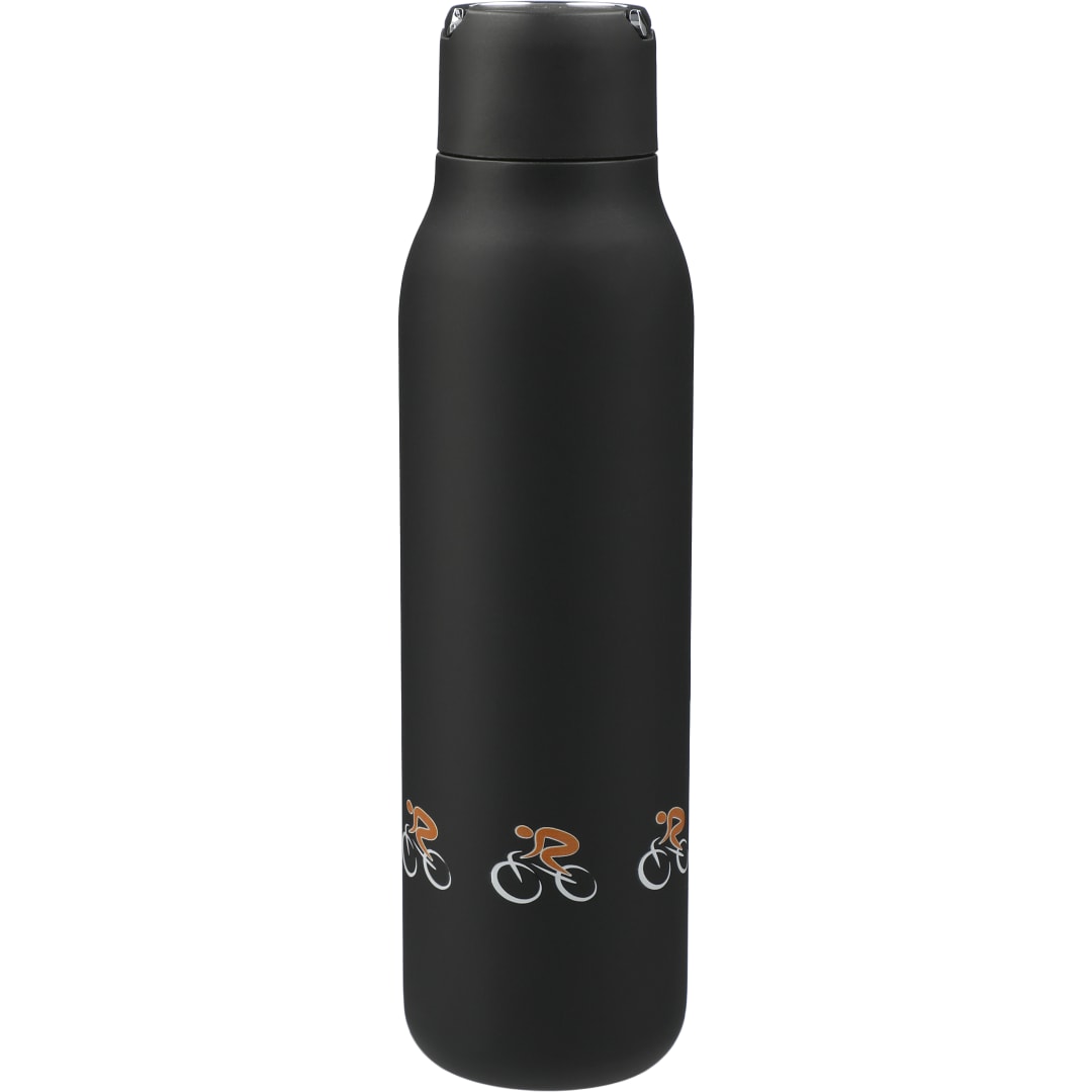 Rear View of Black Marka Copper Vac Bottle w/ Metal Loop 20oz