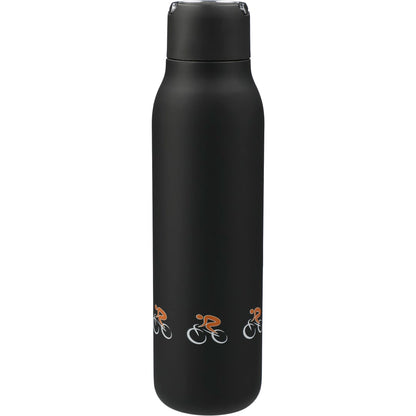 Rear View of Black Marka Copper Vac Bottle w/ Metal Loop 20oz