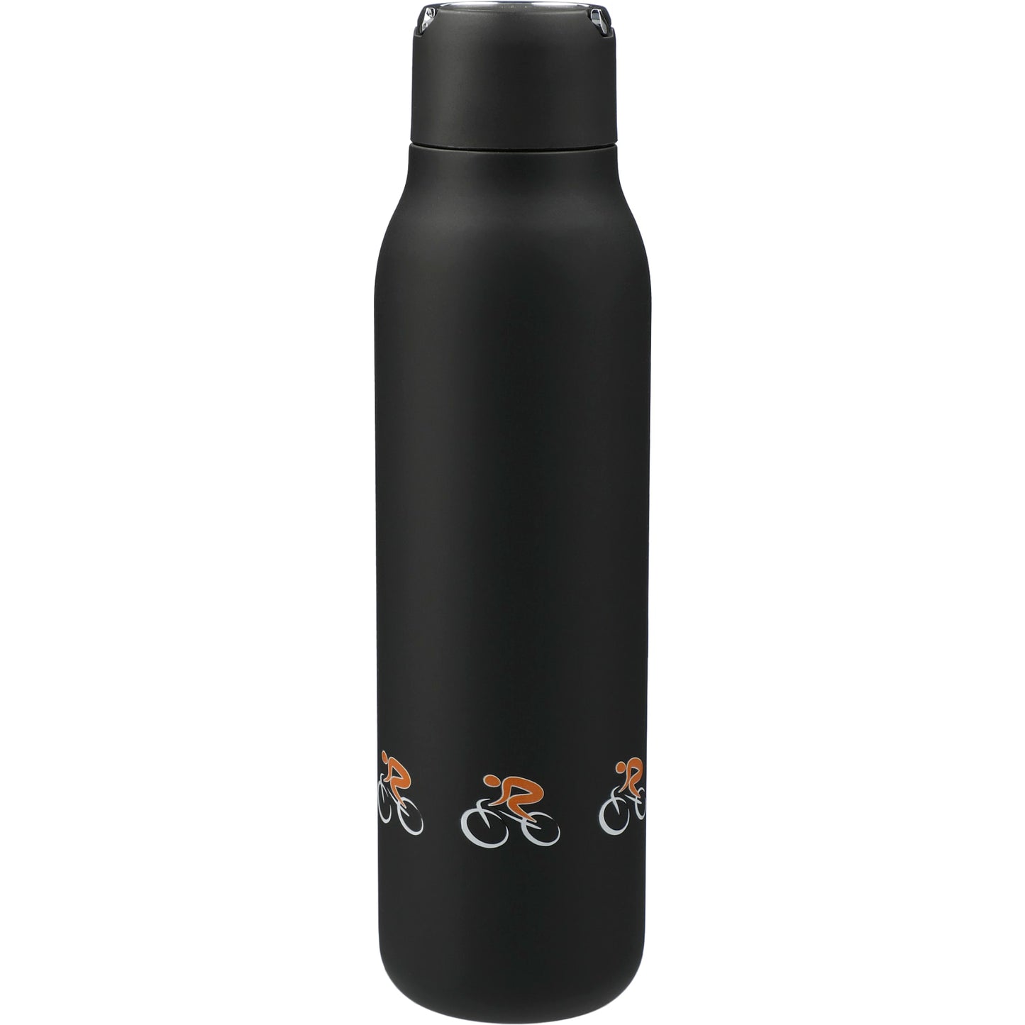 Rear View of Black Marka Copper Vac Bottle w/ Metal Loop 20oz