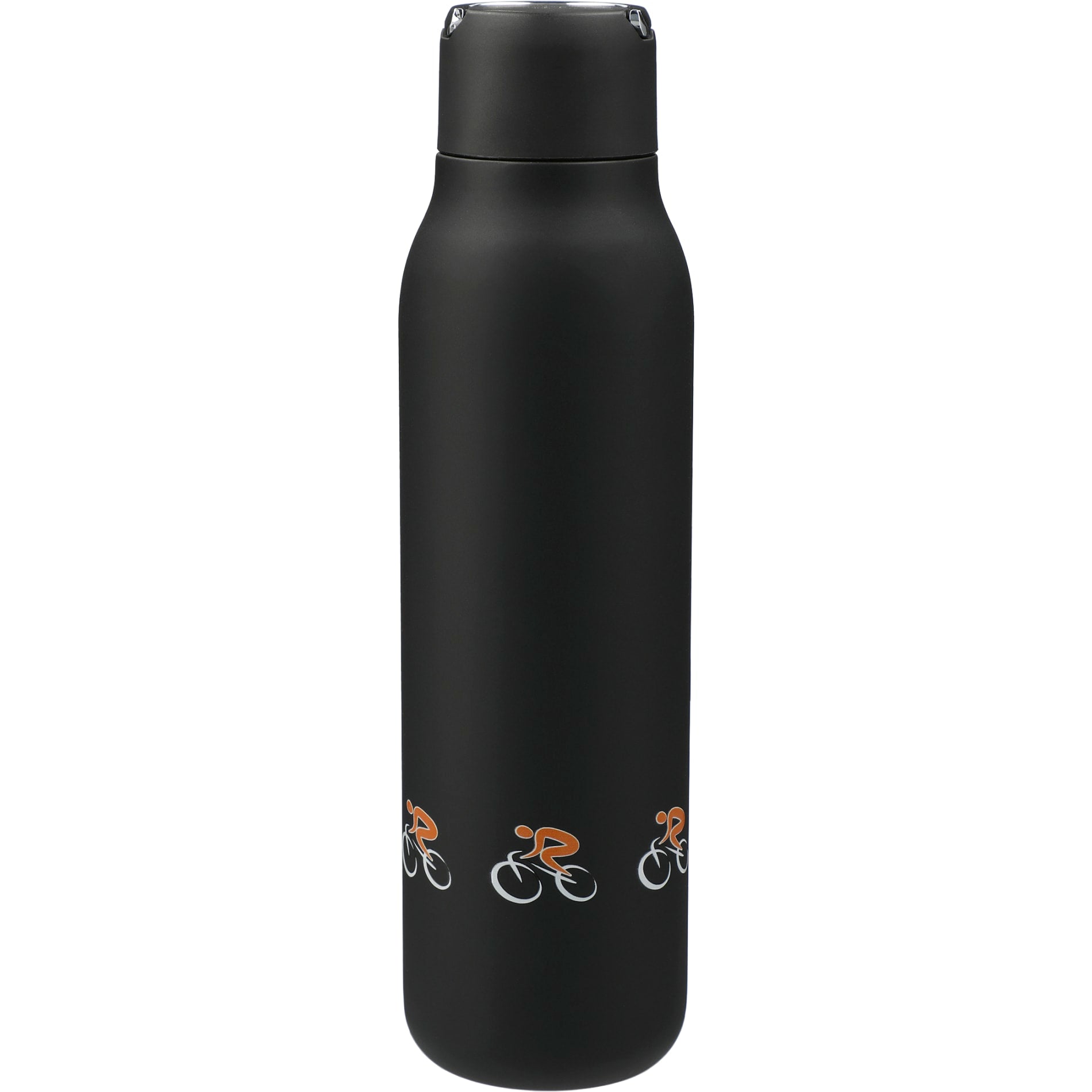 Rear View of Black Marka Copper Vac Bottle w/ Metal Loop 20oz