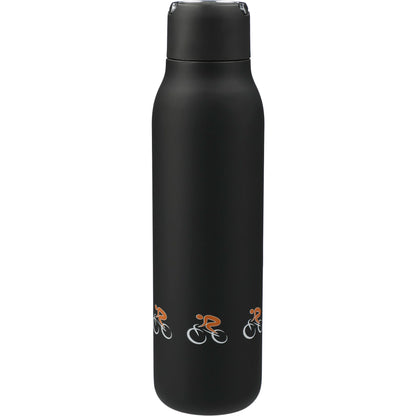 Rear View of Black Marka Copper Vac Bottle w/ Metal Loop 20oz