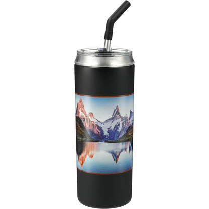 Rear View of Black Marka Copper Vac Tumbler w/ SS straw 20oz
