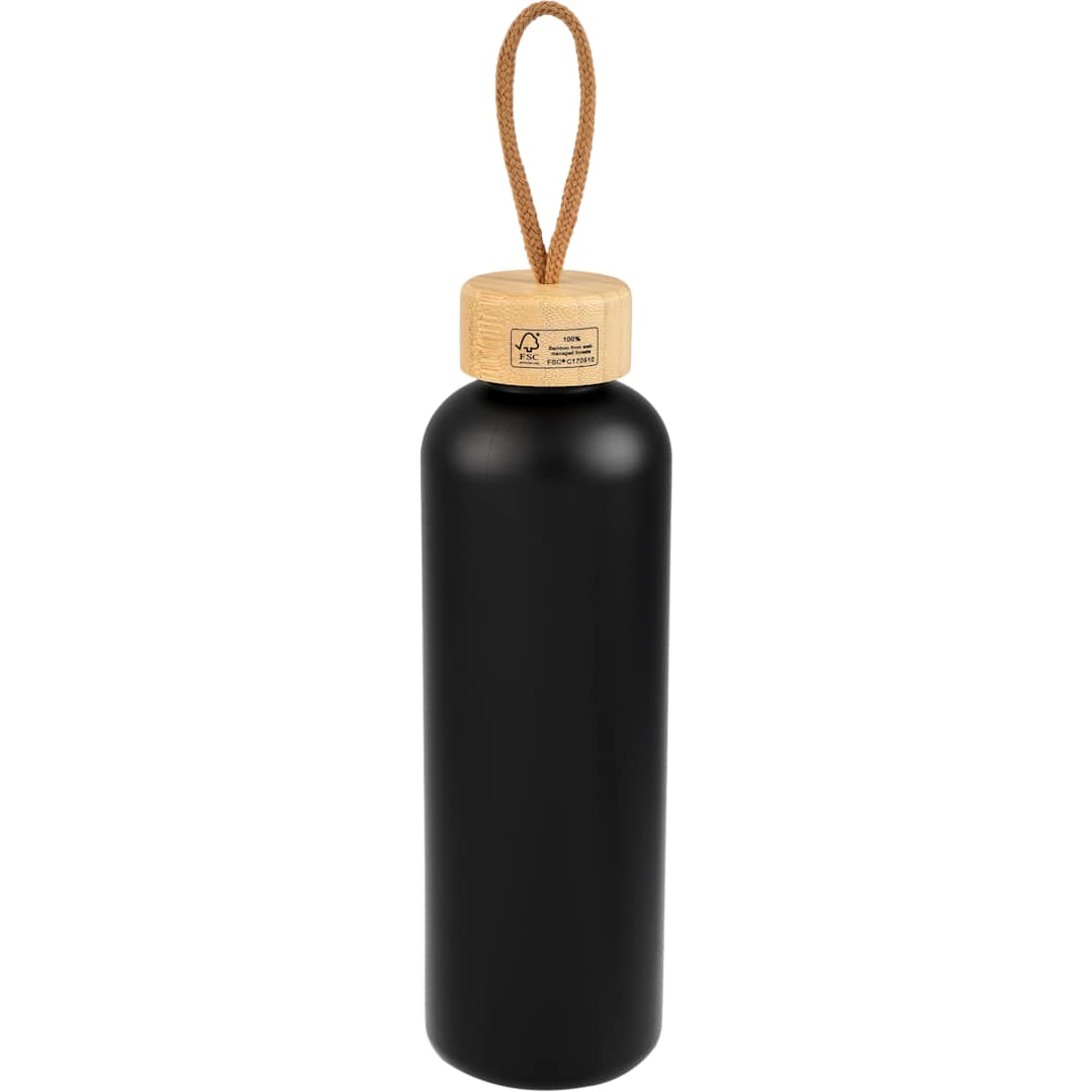 Rear View of Black Tania Recycled Bottle w/ FSC® Bamboo Lid 26oz