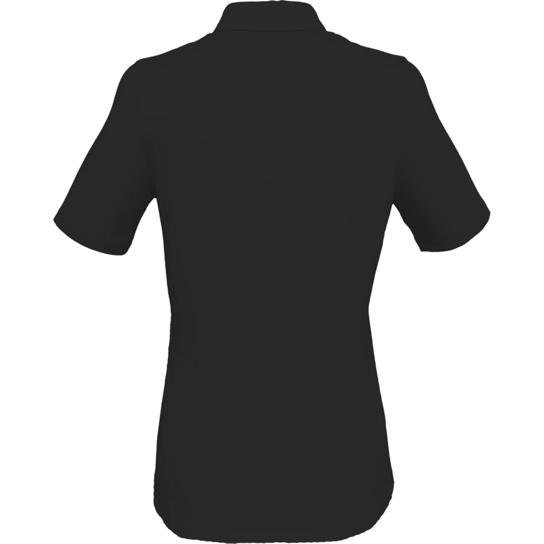 Rear View of Black TATRA Eco Short Knit Button Up Sleeve Shirt - Women's plain