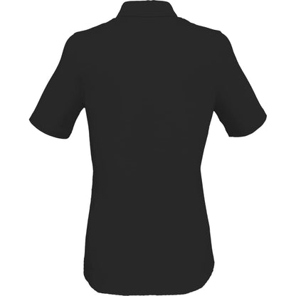 Rear View of Black TATRA Eco Short Knit Button Up Sleeve Shirt - Women's plain
