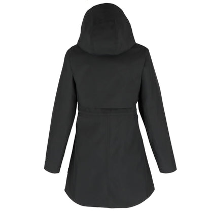 Rear View of Black tentree Nimbus Long Rain Jacket - Women's plain