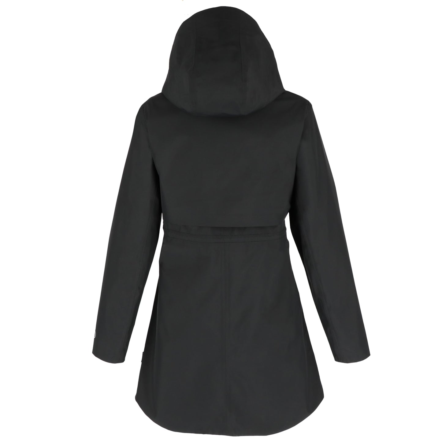 Rear View of Black tentree Nimbus Long Rain Jacket - Women's plain