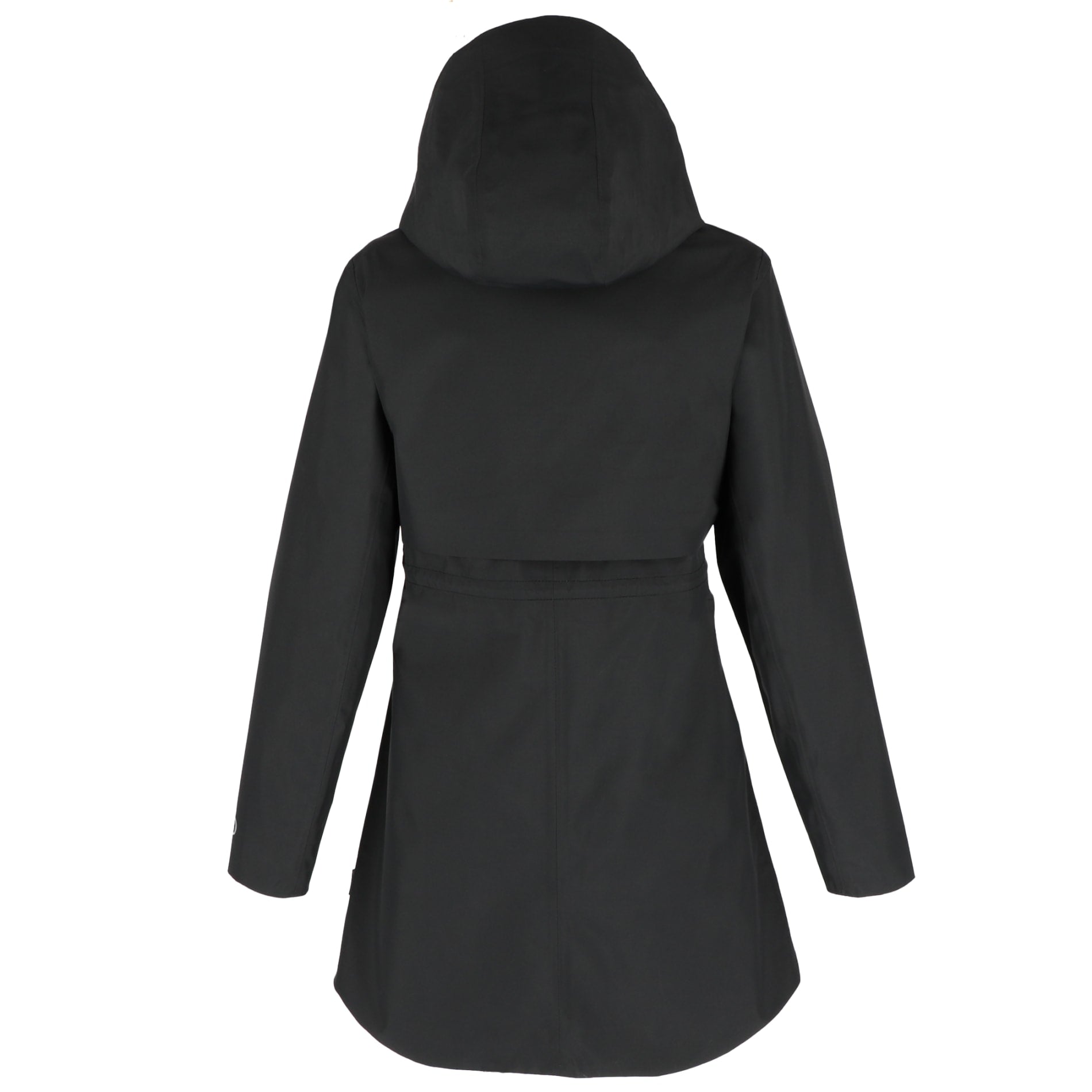 Rear View of Black tentree Nimbus Long Rain Jacket - Women's plain