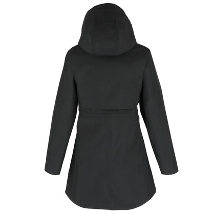 Rear View of Black tentree Nimbus Long Rain Jacket - Women's plain