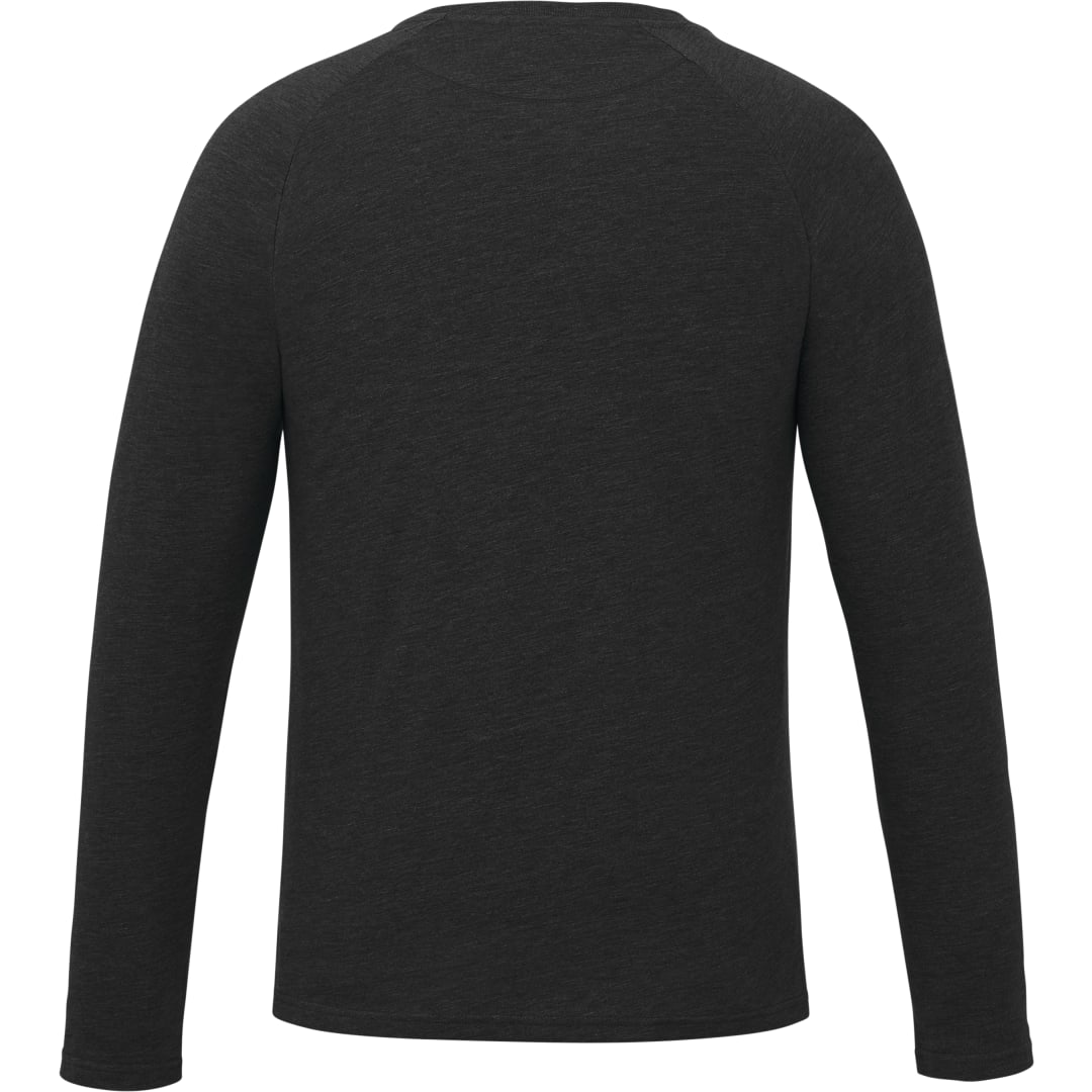 Rear View of Black tentree TreeBlend Classic Henley Longsleeve - Men's plain