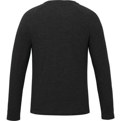 Rear View of Black tentree TreeBlend Classic Henley Longsleeve - Men's plain