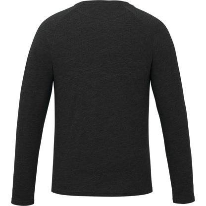 Rear View of Black tentree TreeBlend Classic Henley Longsleeve - Men's plain