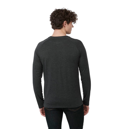Rear View of Black tentree TreeBlend Classic Henley Longsleeve - Men's plain
