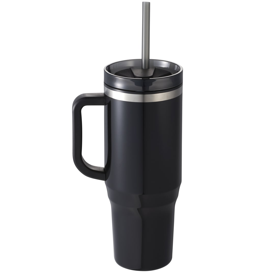 Rear View of Black Thor 40oz Straw Tumbler