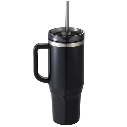 Rear View of Black Thor 40oz Straw Tumbler
