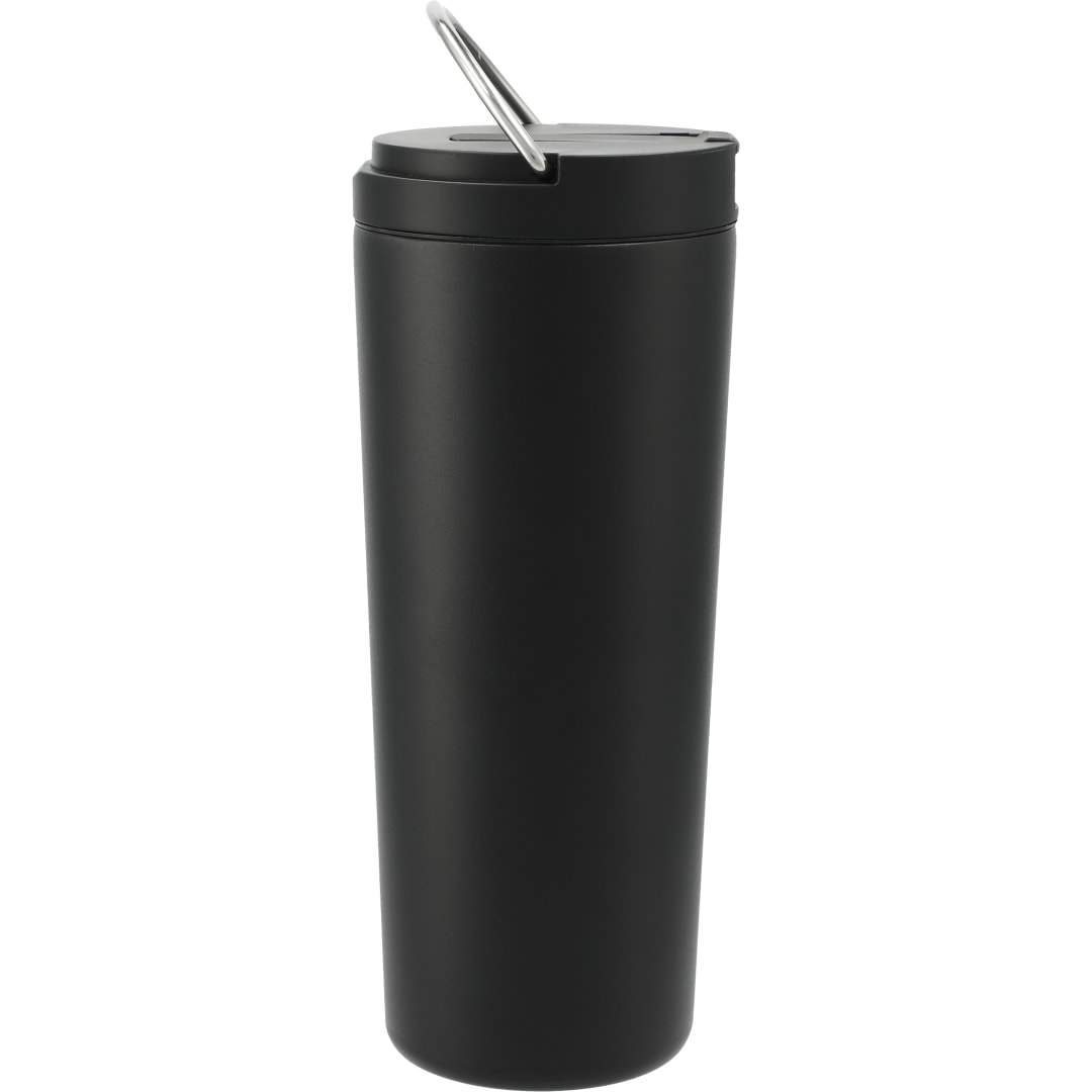 Rear View of Black Thor Copper Insulated Tumbler 24oz Flip Straw Lid