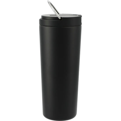Rear View of Black Thor Copper Insulated Tumbler 24oz Flip Straw Lid