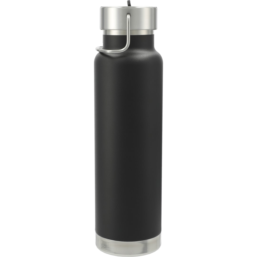 Rear View of Black Thor Copper Vacuum Insulated Bottle 25oz Straw Lid