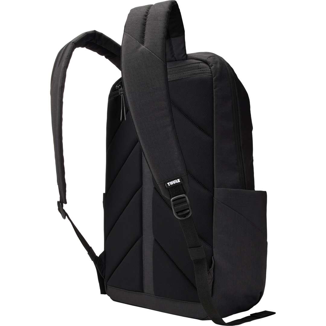Rear View of Black Thule Lithos 20L Recycled Laptop Backpack plain