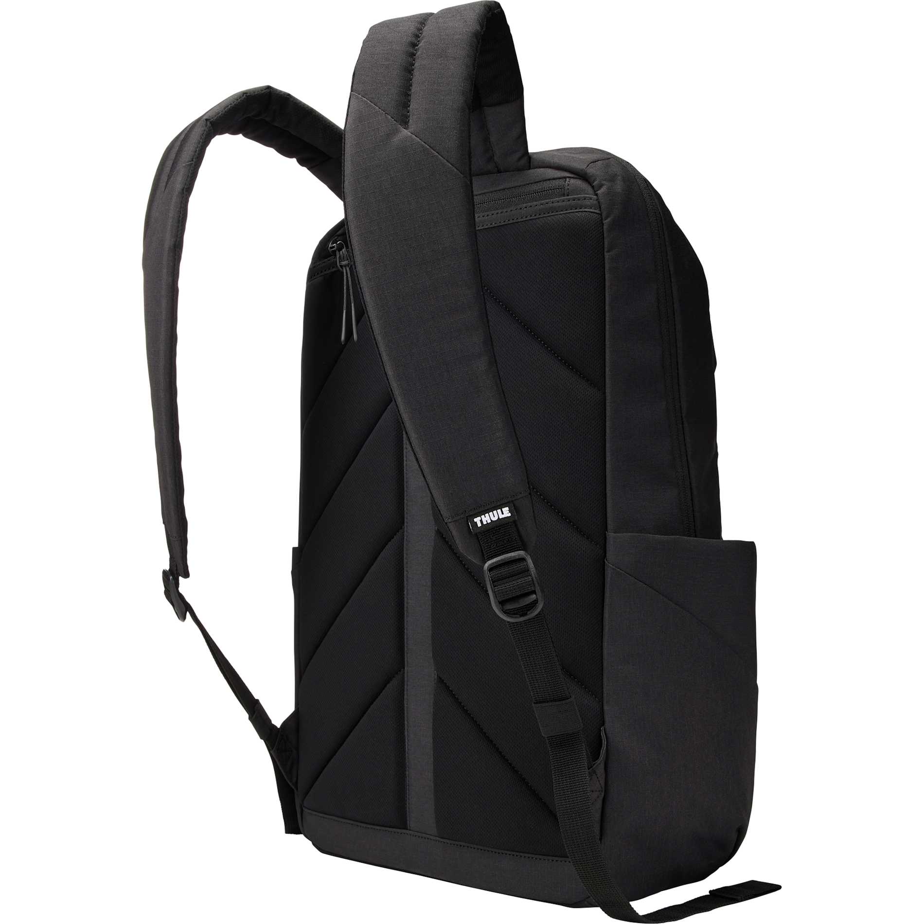Rear View of Black Thule Lithos 20L Recycled Laptop Backpack plain