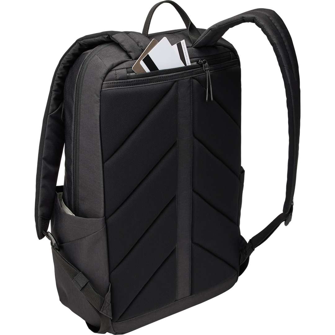 Rear View of Black Thule Lithos 20L Recycled Laptop Backpack plain