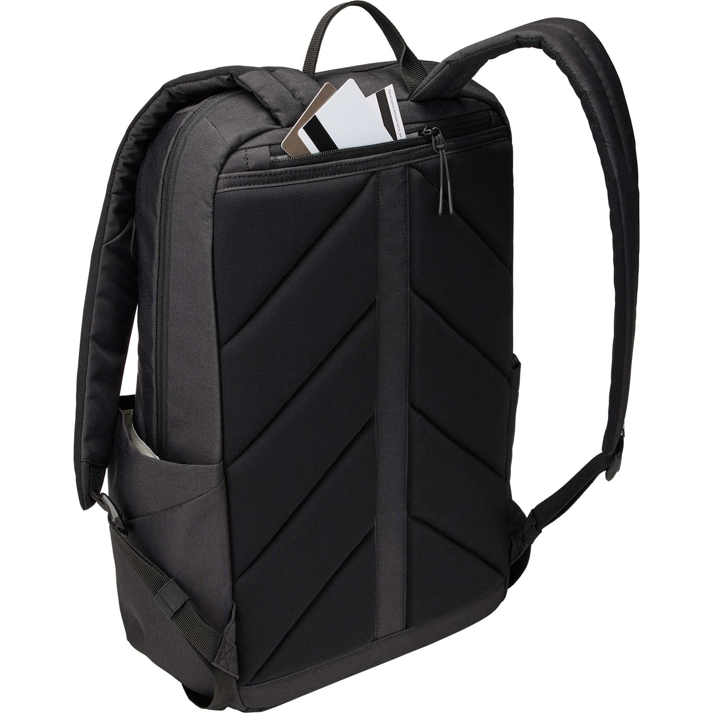Rear View of Black Thule Lithos 20L Recycled Laptop Backpack plain