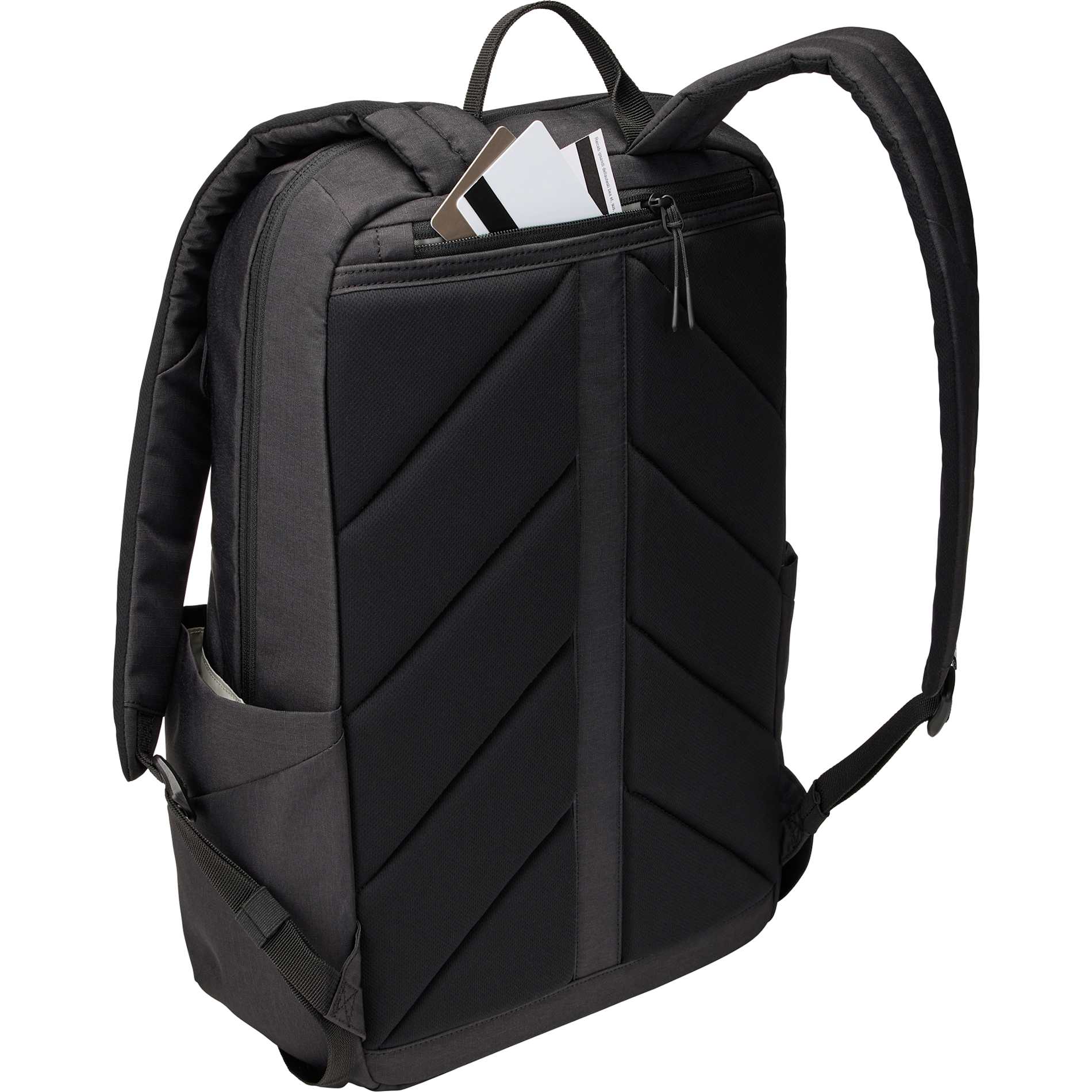 Rear View of Black Thule Lithos 20L Recycled Laptop Backpack plain