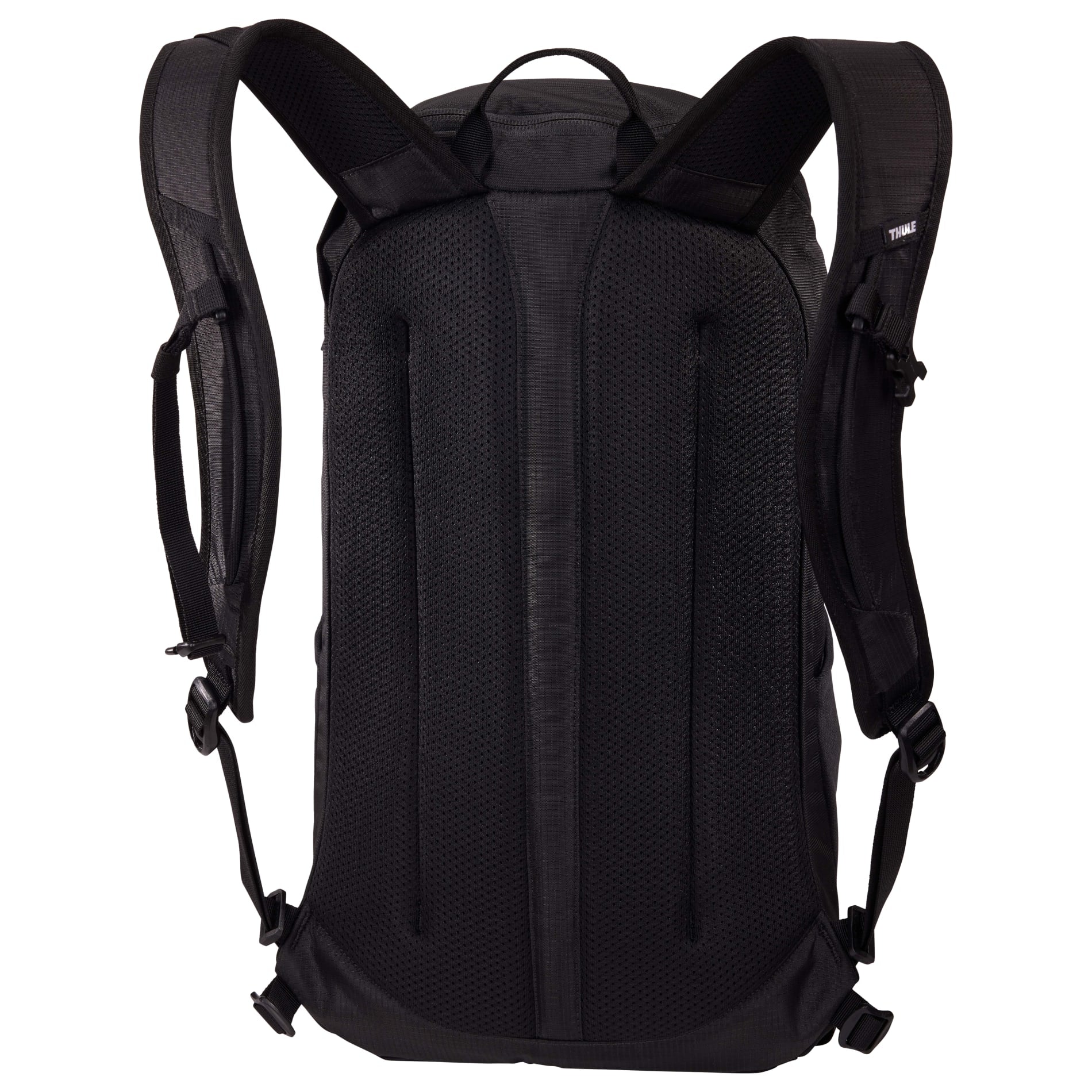 Rear View of Black Thule Recycled All Trail 18L 15" Laptop Backpack