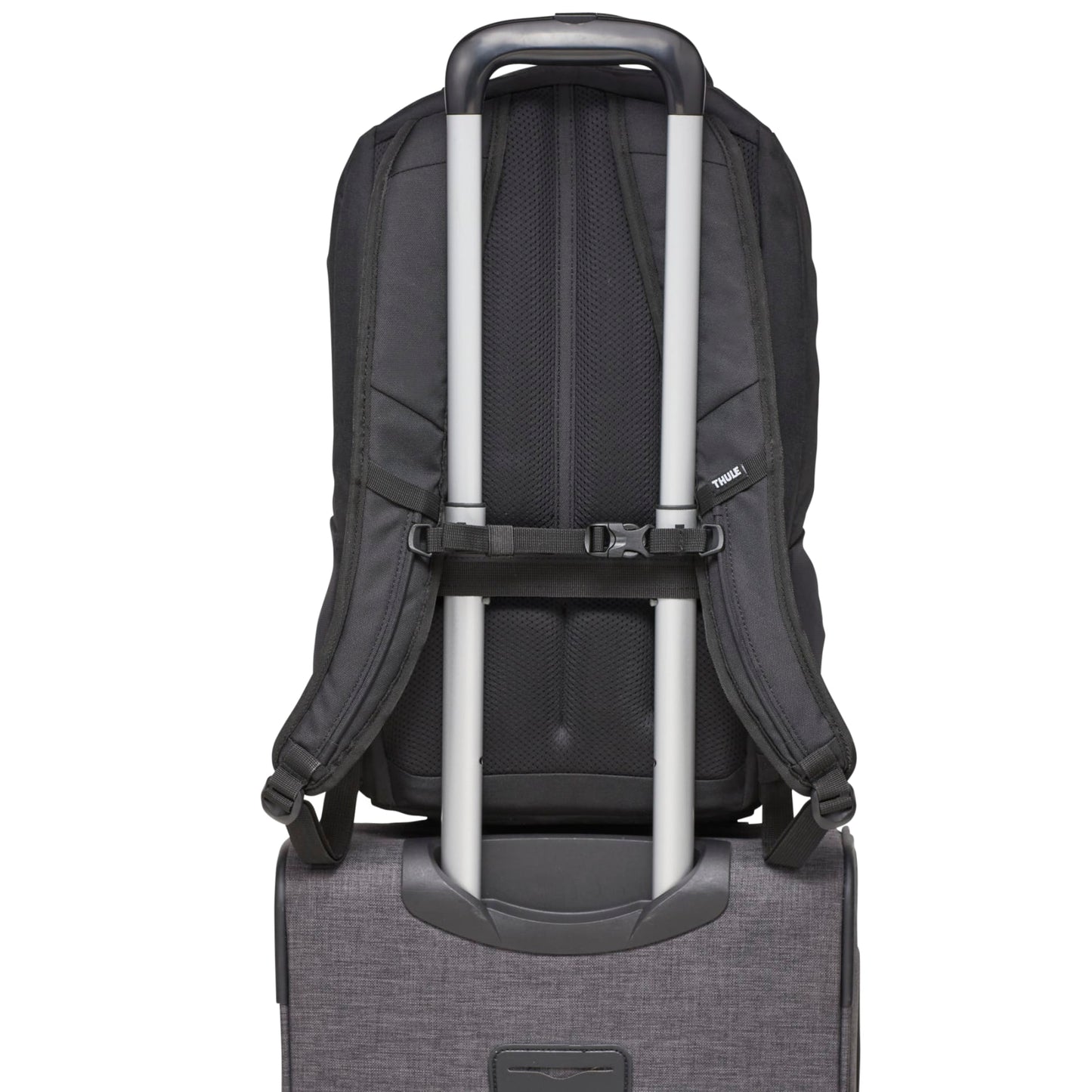 Rear View of Black Thule Recycled Lumion 16" Computer Backpack 21L