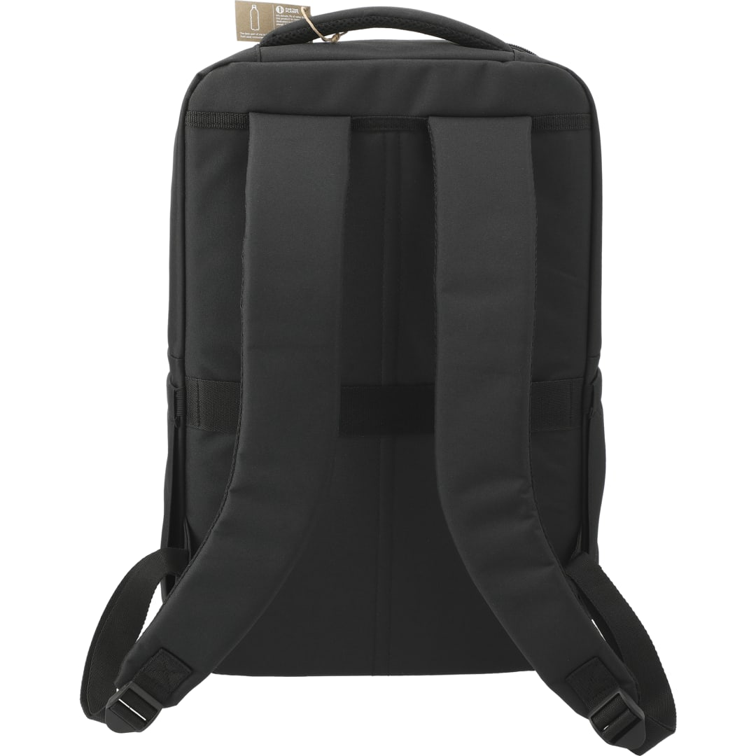 Rear View of Black Tranzip Recycled 17" Computer Backpack