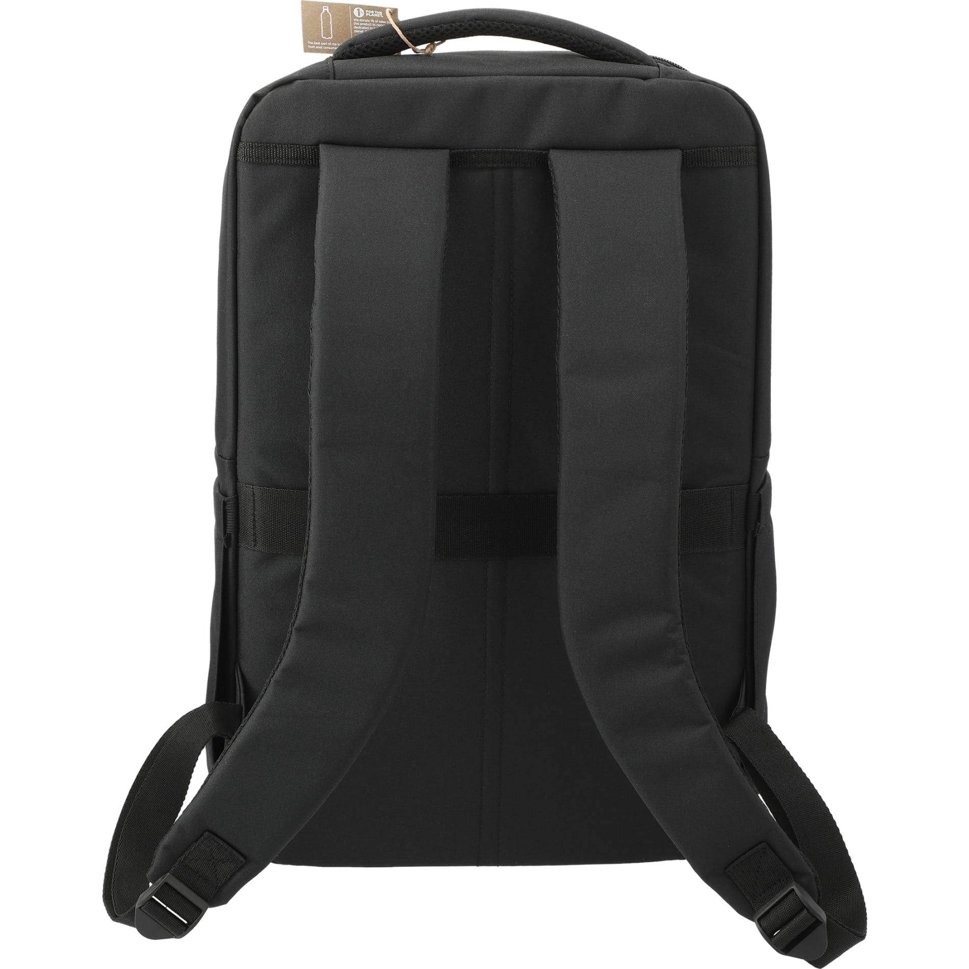 Rear View of Black Tranzip Recycled 17" Computer Backpack