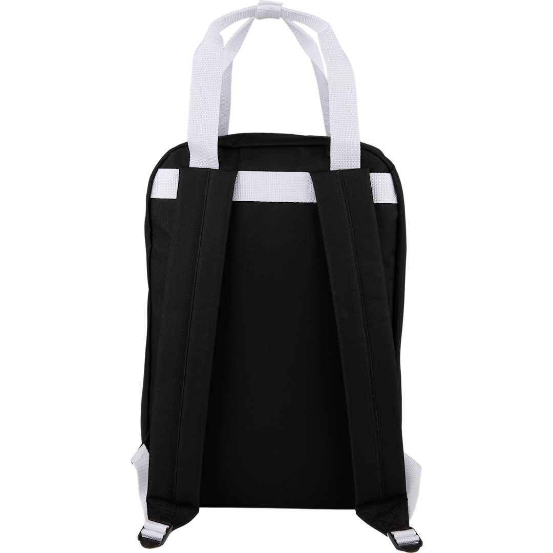 Rear View of Black Varsity Recycled Backpack