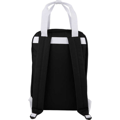 Rear View of Black Varsity Recycled Backpack