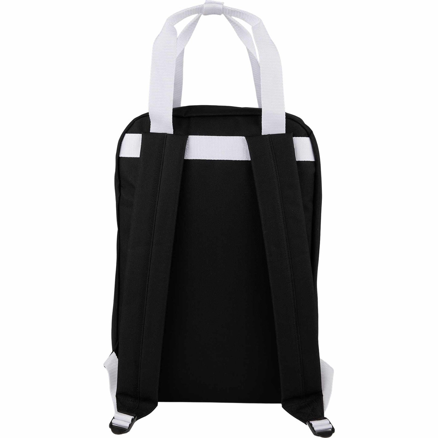 Rear View of Black Varsity Recycled Backpack