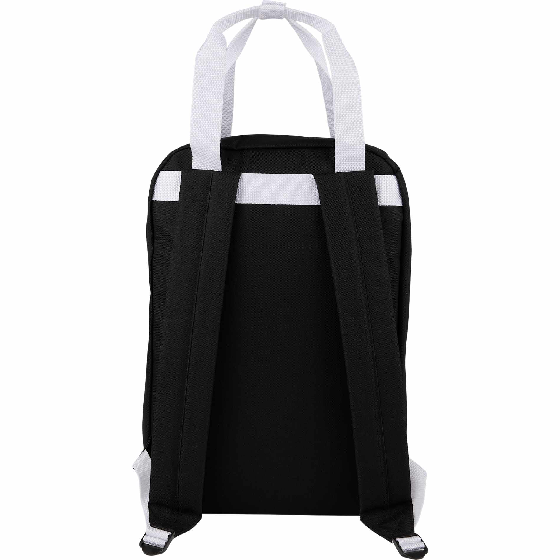 Rear View of Black Varsity Recycled Backpack