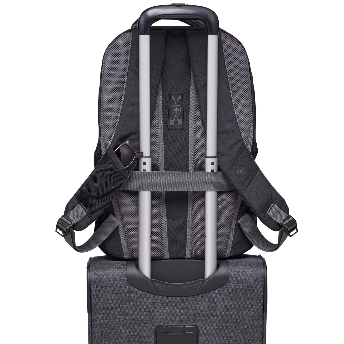 Rear View of Black Wenger Origins Recycled 15" Computer Backpack