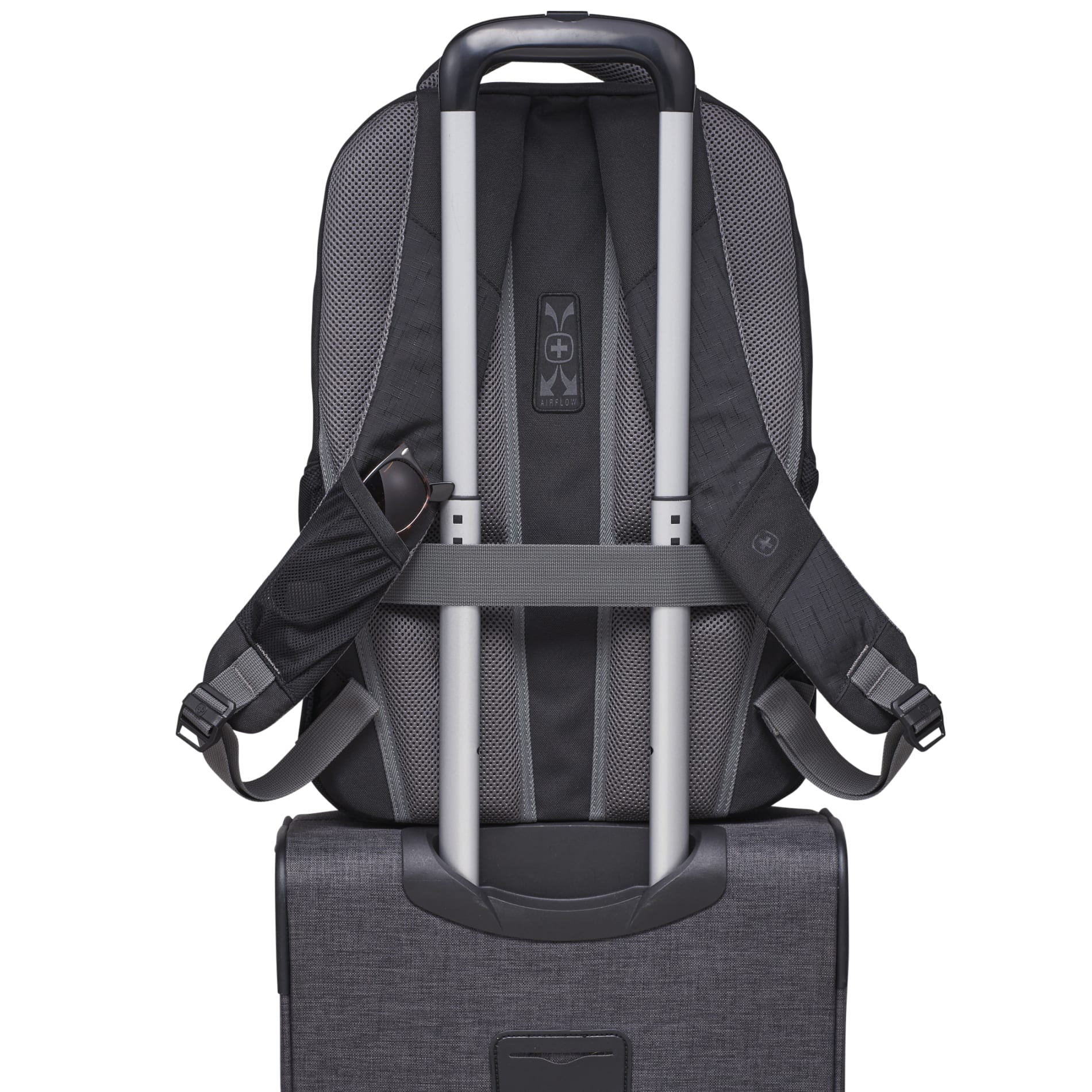 Rear View of Black Wenger Origins Recycled 15" Computer Backpack