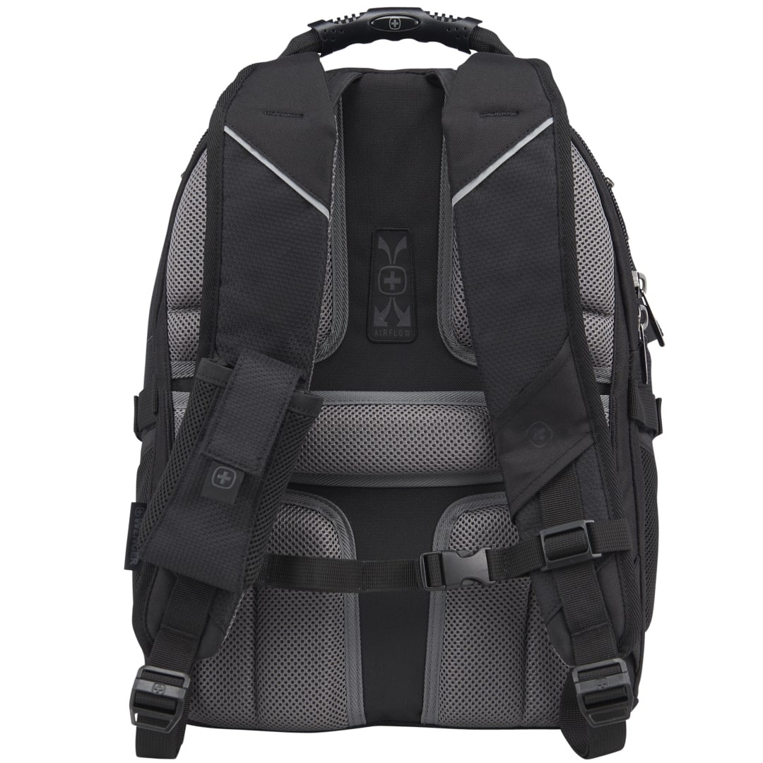 Rear View of Black Wenger Pro II Recycled 15" Computer Backpack