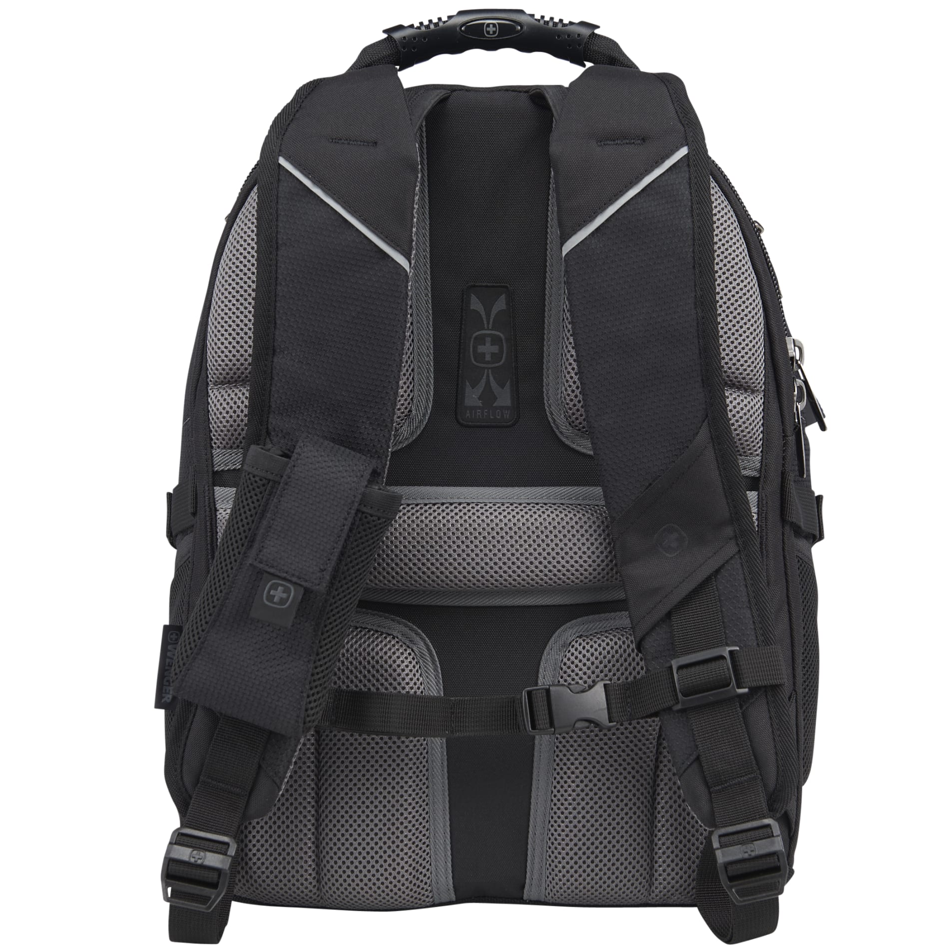 Rear View of Black Wenger Pro II Recycled 15" Computer Backpack