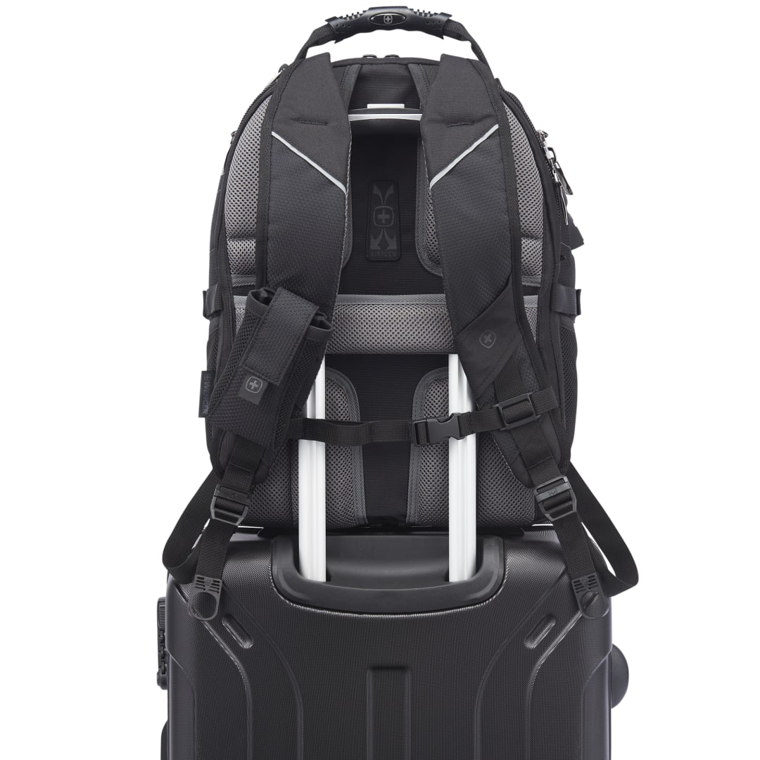 Rear View of Black Wenger Pro II Recycled 15" Computer Backpack