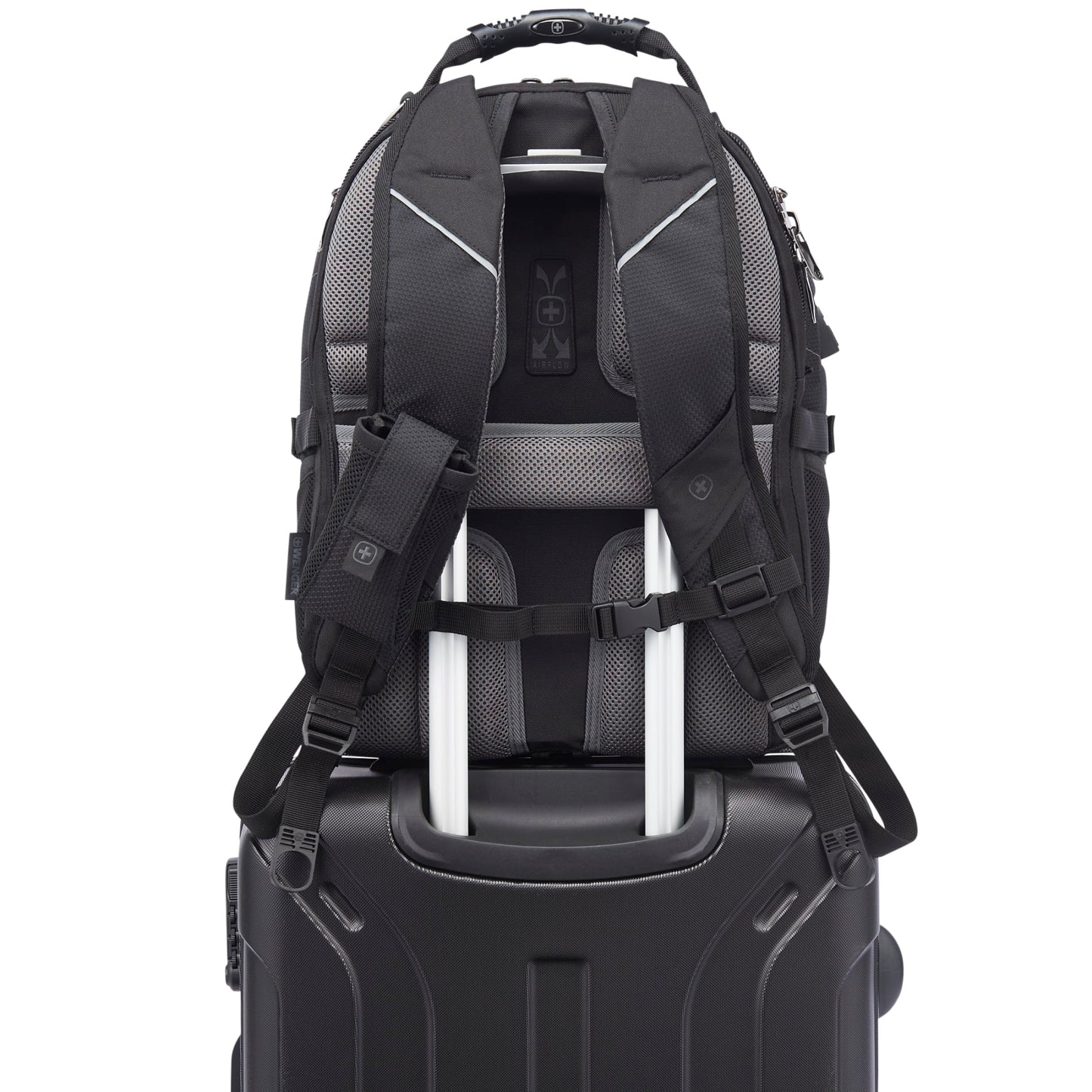 Rear View of Black Wenger Pro II Recycled 15" Computer Backpack