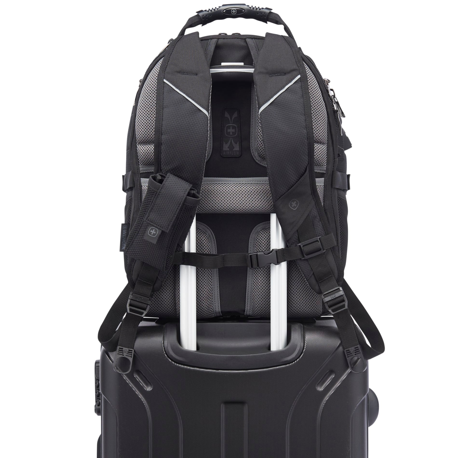 Rear View of Black Wenger Pro II Recycled 15" Computer Backpack