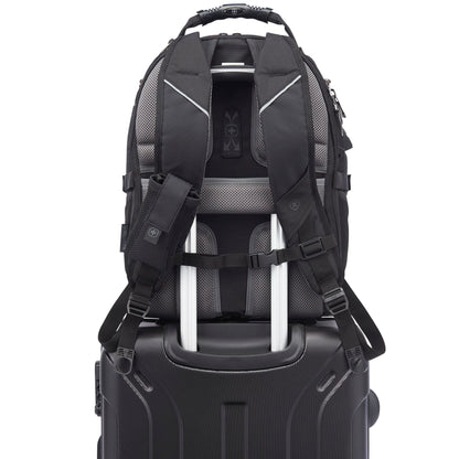 Rear View of Black Wenger Pro II Recycled 15" Computer Backpack