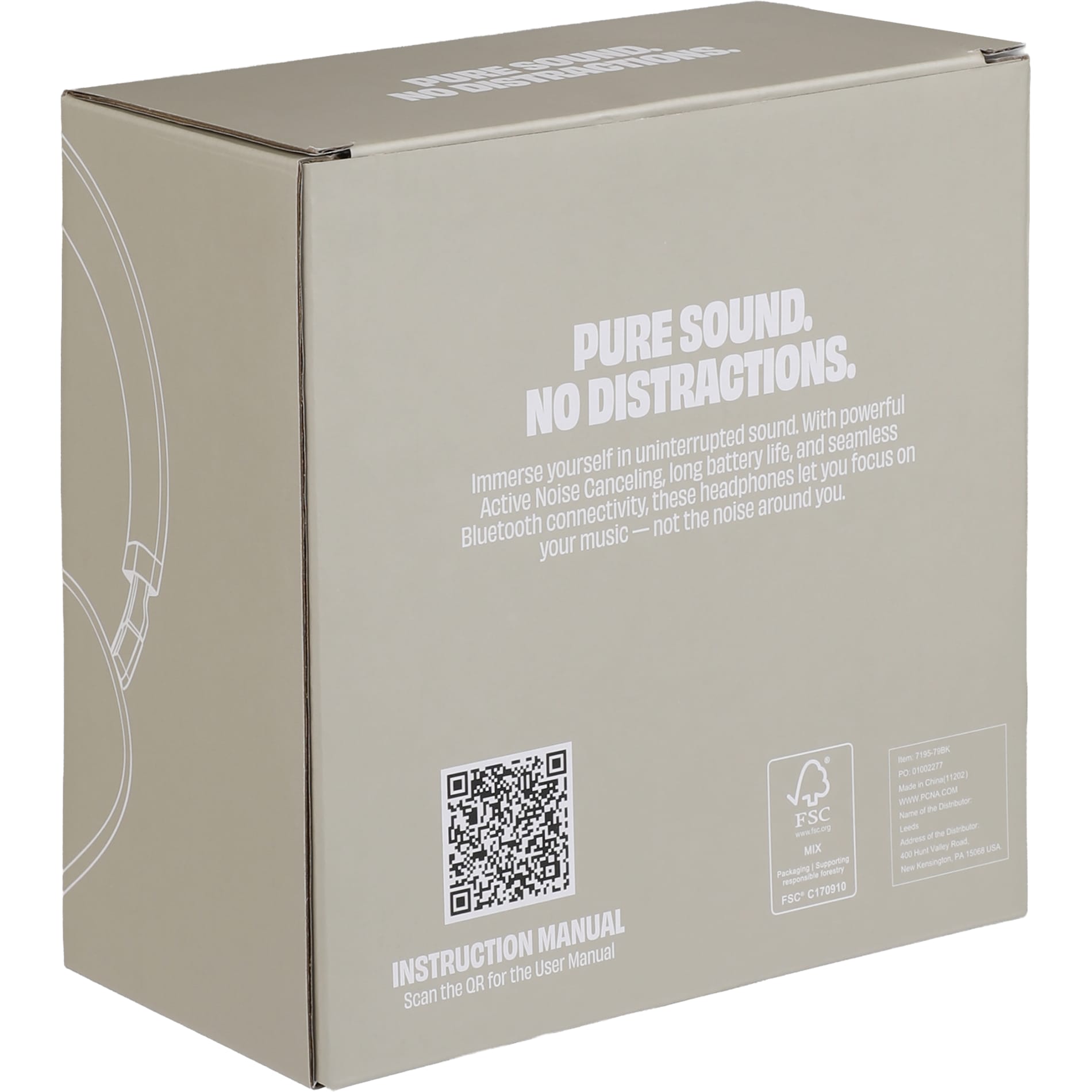 Rear View of Black Zen Pods Bluetooth Headphones with ANC plain