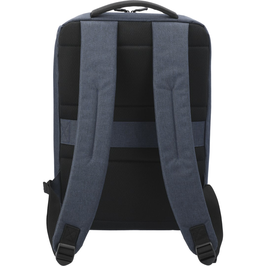 Rear View of Blue Aft Recycled 15" Computer Backpack