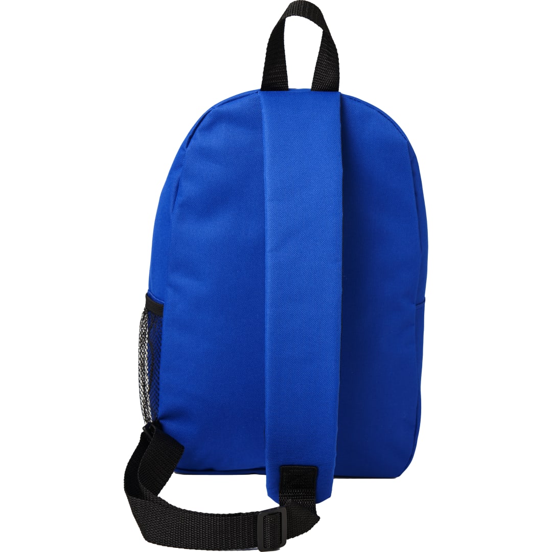 Rear View of Blue Barton Recycled Sling Backpack plain