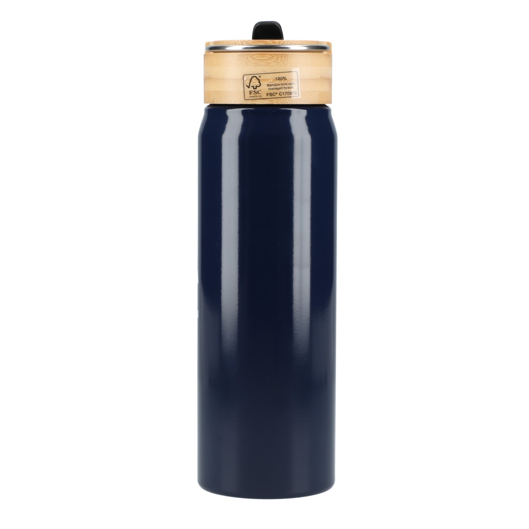 Rear View of Blue Billy 26oz ECO Aluminum Bottle w/ FSC® Bamboo Lid plain
